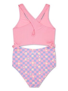 Hurley Pink & Blue Checker High-Waist Girls' Swim Set NWT SIZE XL